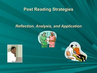 Post Reading Strategies Reflection, Analysis, and Application 