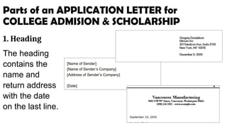 APPLICATION LETTER for COLLEGE ADMISSION & SCHOLARSHIP | PPTX