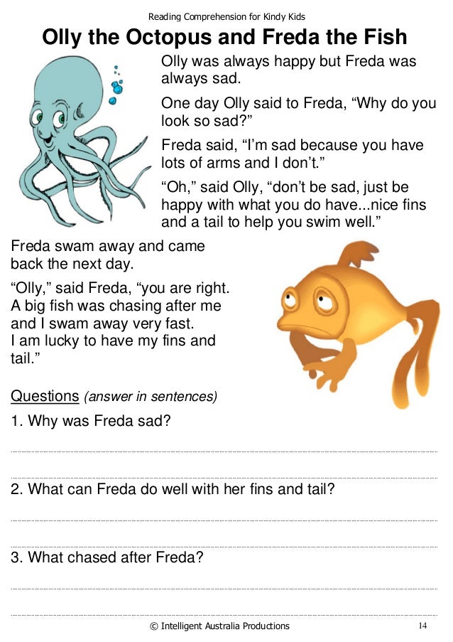 reading comprehension for kindy kids