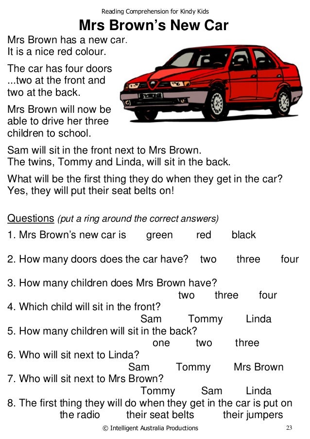 Reading Prehension For Kindy Kids