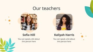 Kaliyah Harris
Sofia Hill
Our teachers
You can speak a bit about
this person here
You can speak a bit about
this person here
 