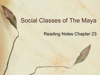 Social Classes of The Maya Reading Notes Chapter 23 