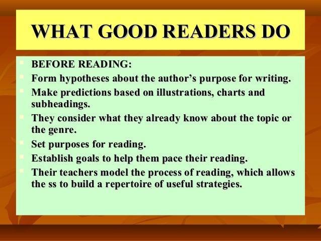 What Good Readers Do Chart