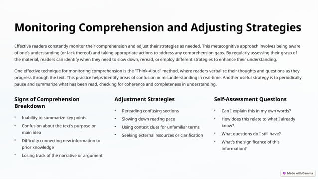 Reading Strategies For Comprehension Pptx