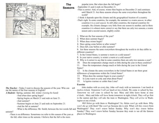 Reading the seasons | RTF