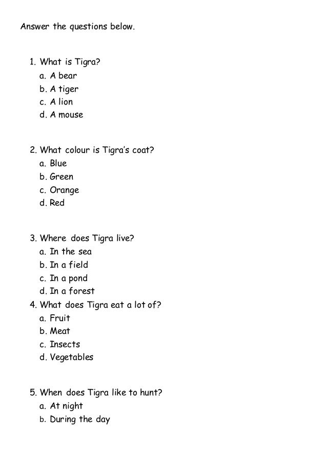 Reading worksheet (Henry the Hedgehog and Tigra the Tiger)
