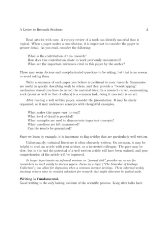 Reading1 A Letter To A Research Students | PDF