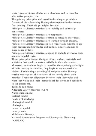Addressing Literacy Reading 21st century literacyChapter 1 Examining literacy in t.docx
