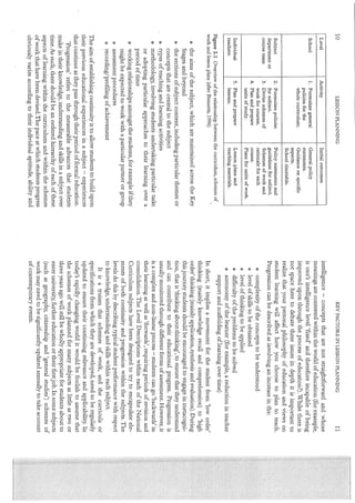 Key factors in lesson planning