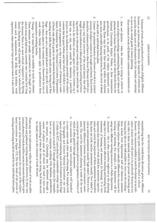 Key factors in lesson planning