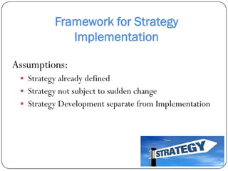 Framework for Strategy
              Implementation

Assumptions:
  Strategy already defined
  Strategy not subject to s...