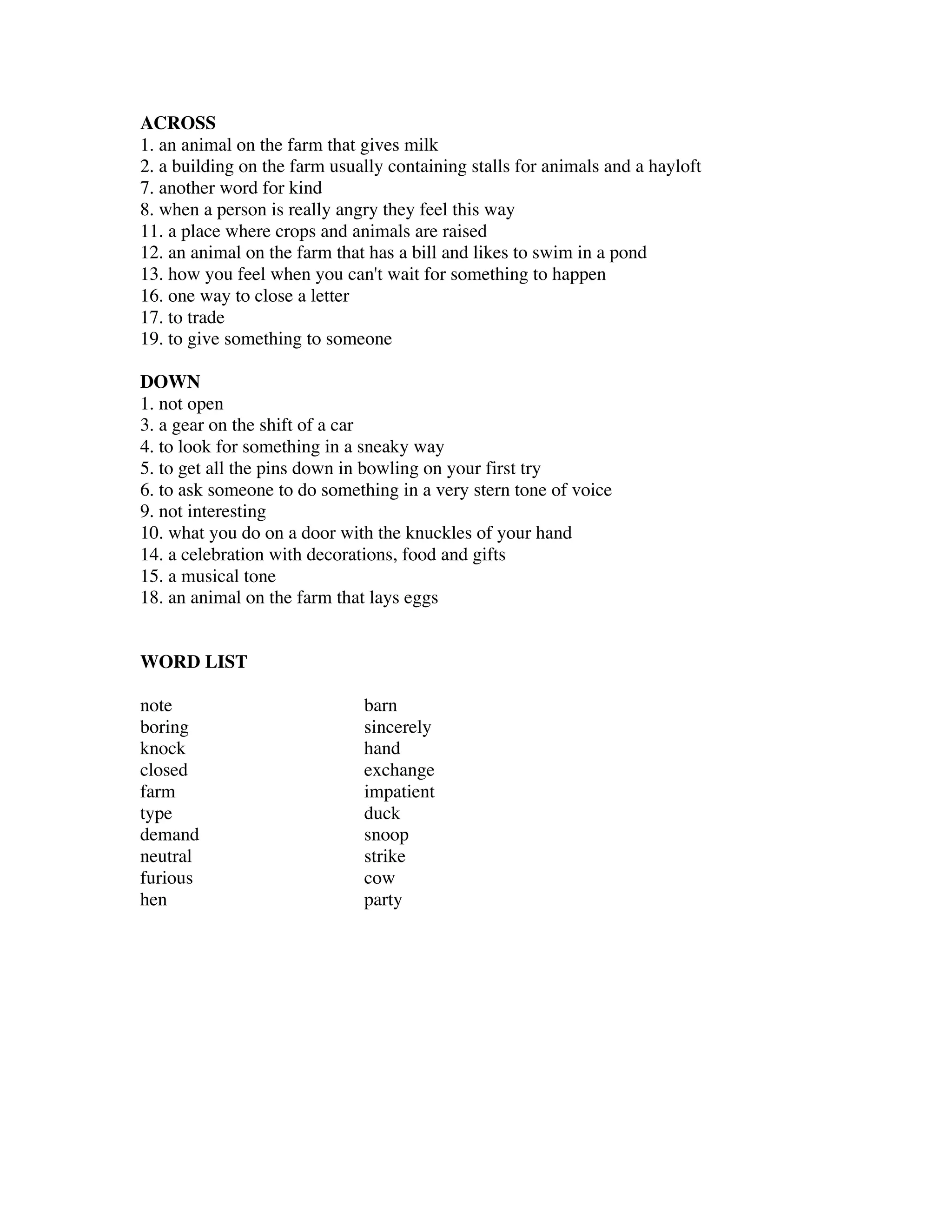 Reading activities click clack moo PDF