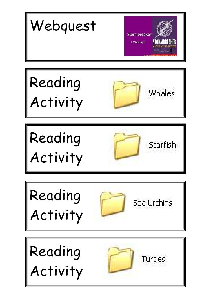 Reading activity cards