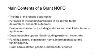 Nofo Form.pdf Reading a Grant NOFO (notice of funding opportunity) | PDF