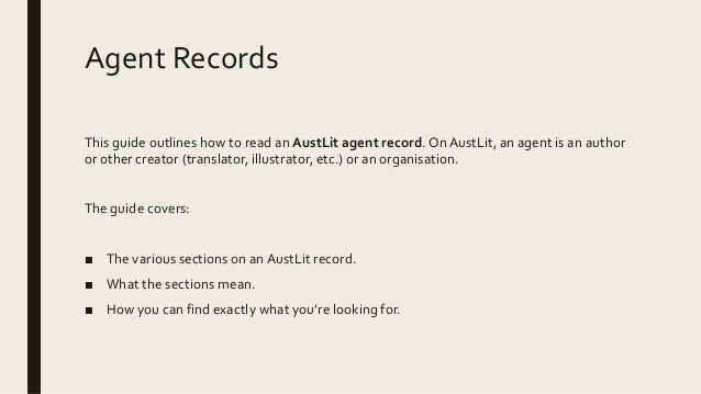 Reading an AustLit Record Slide 2