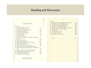 Reading and Discussion
 