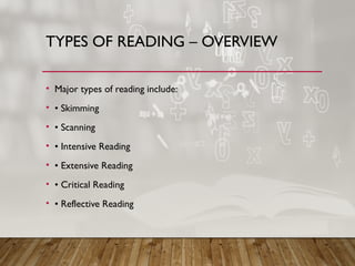 Reading Perusing Scanning Differences Reading and Reflecting on Text for BEd students.pptx