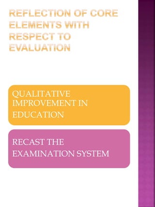 QUALITATIVE
IMPROVEMENT IN
EDUCATION
RECAST THE
EXAMINATION SYSTEM
 