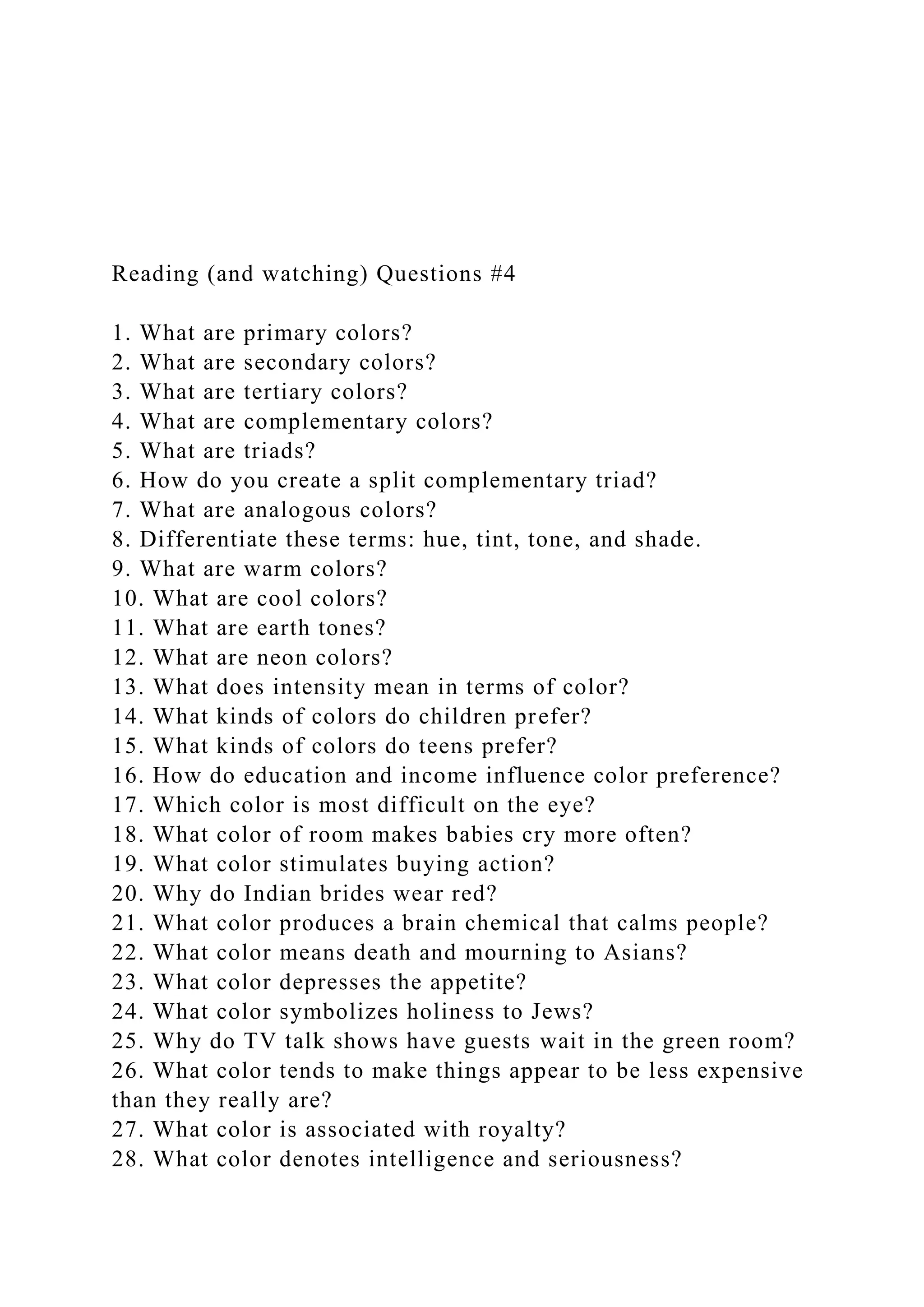 Reading (and watching) Questions 41. What are primary c.docx