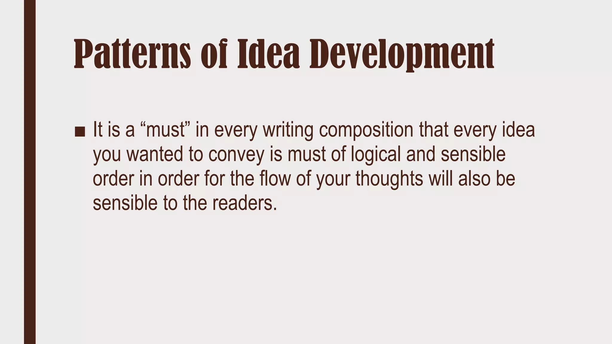 Reading and Writing Patterns of Idea Development PPT