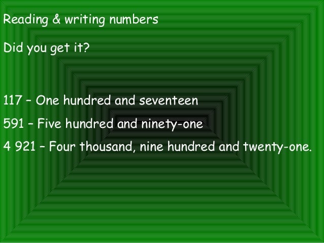 Reading And Writing Numbers Reading And Writing Numbers