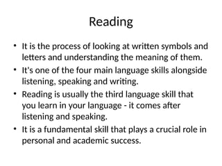 Reading and writing skills in campus KMTC | PPTX