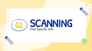 READING APPROACHES, INTENSIVE, EXTENSIVE, SKIMMING, SCANNING. | PDF