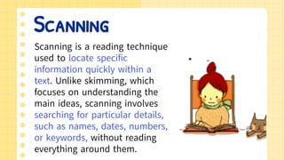 READING APPROACHES, INTENSIVE, EXTENSIVE, SKIMMING, SCANNING. | PDF