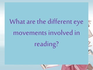 What are the different eye
movements involved in
reading?
 