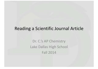 Reading A Scientific Journal Article