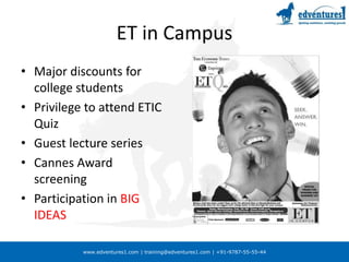 Tuesdays…ET High Flier – talks about careers and entrepreneursMy eureka moment