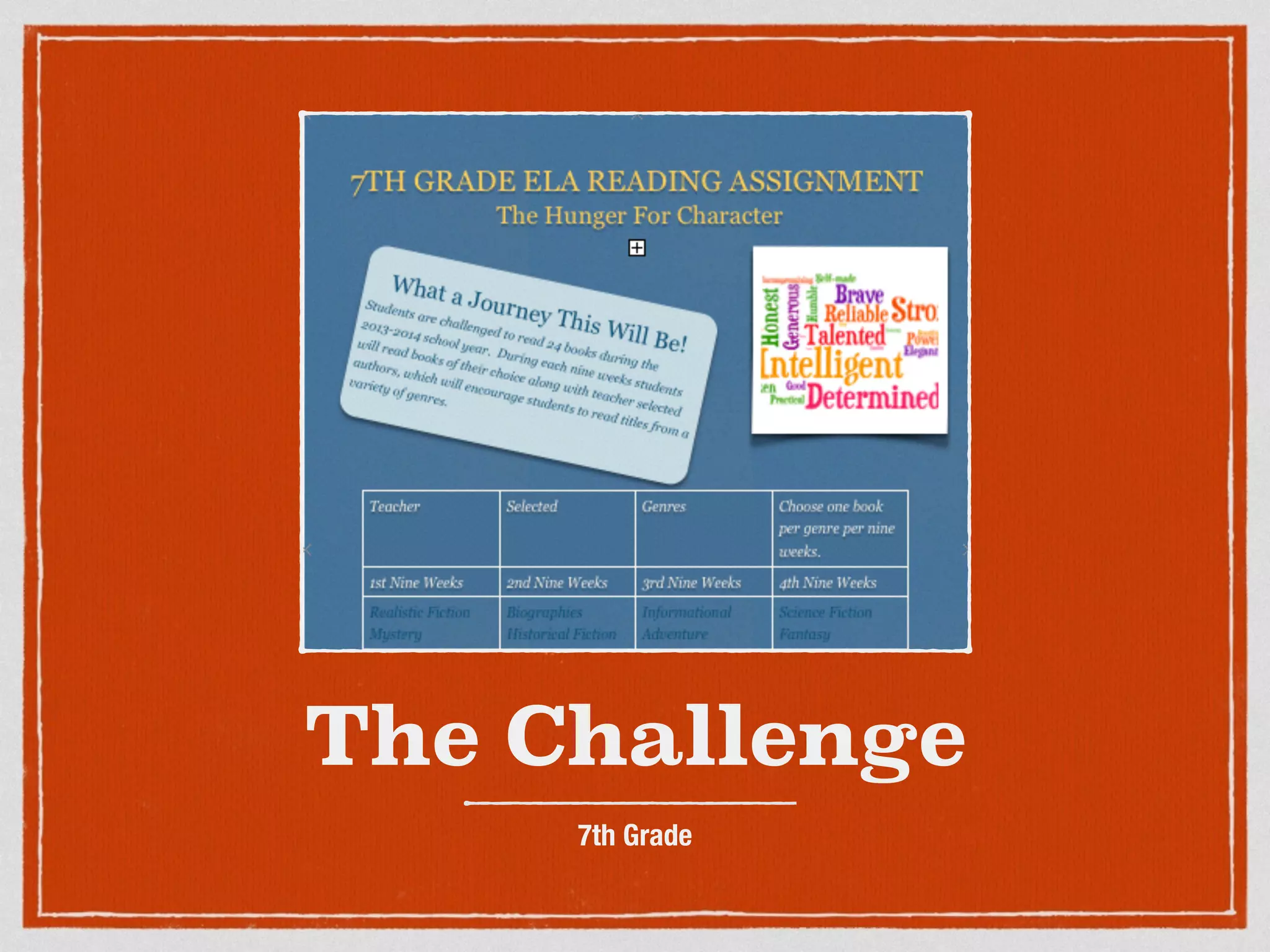 The Challenge
7th Grade
 