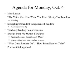 Agenda for Monday, Oct. 4 ,[object Object],[object Object],[object Object],[object Object],[object Object],[object Object],[object Object],[object Object],[object Object],[object Object],[object Object]