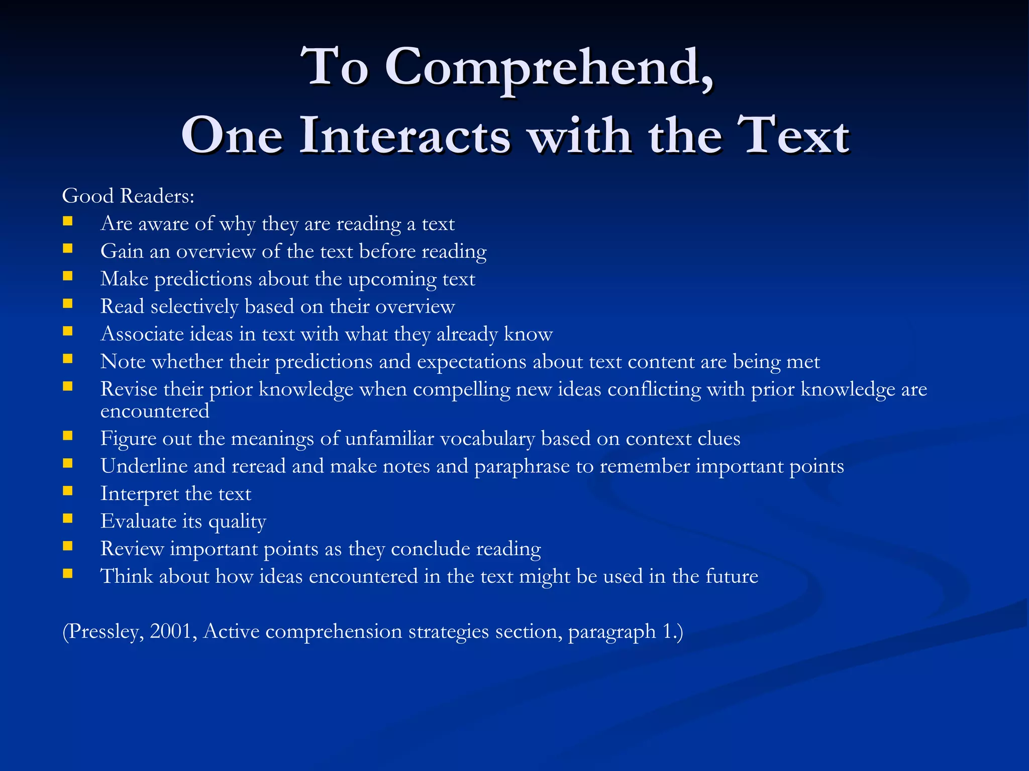Reading comprehension in service march 2010 | PPT