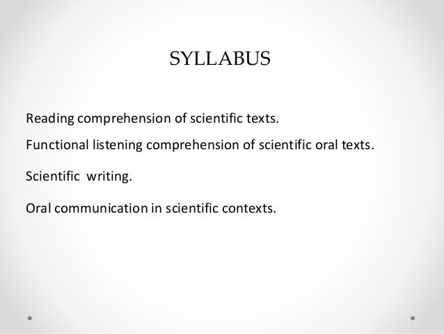 Reading comprehension of scientific texts