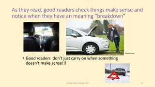 As they read, good readers check things make sense and
notice when they have an meaning “breakdown”
• Good readers don’t just carry on when something
doesn’t make sense!!!
21
Fotolia.com
reading comp strategies KS2
 