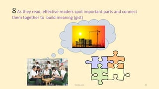 8As they read, effective readers spot important parts and connect
them together to build meaning (gist)
25Fotolia.com
 