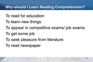 Reading Comprehension slides To read clearly | PPT