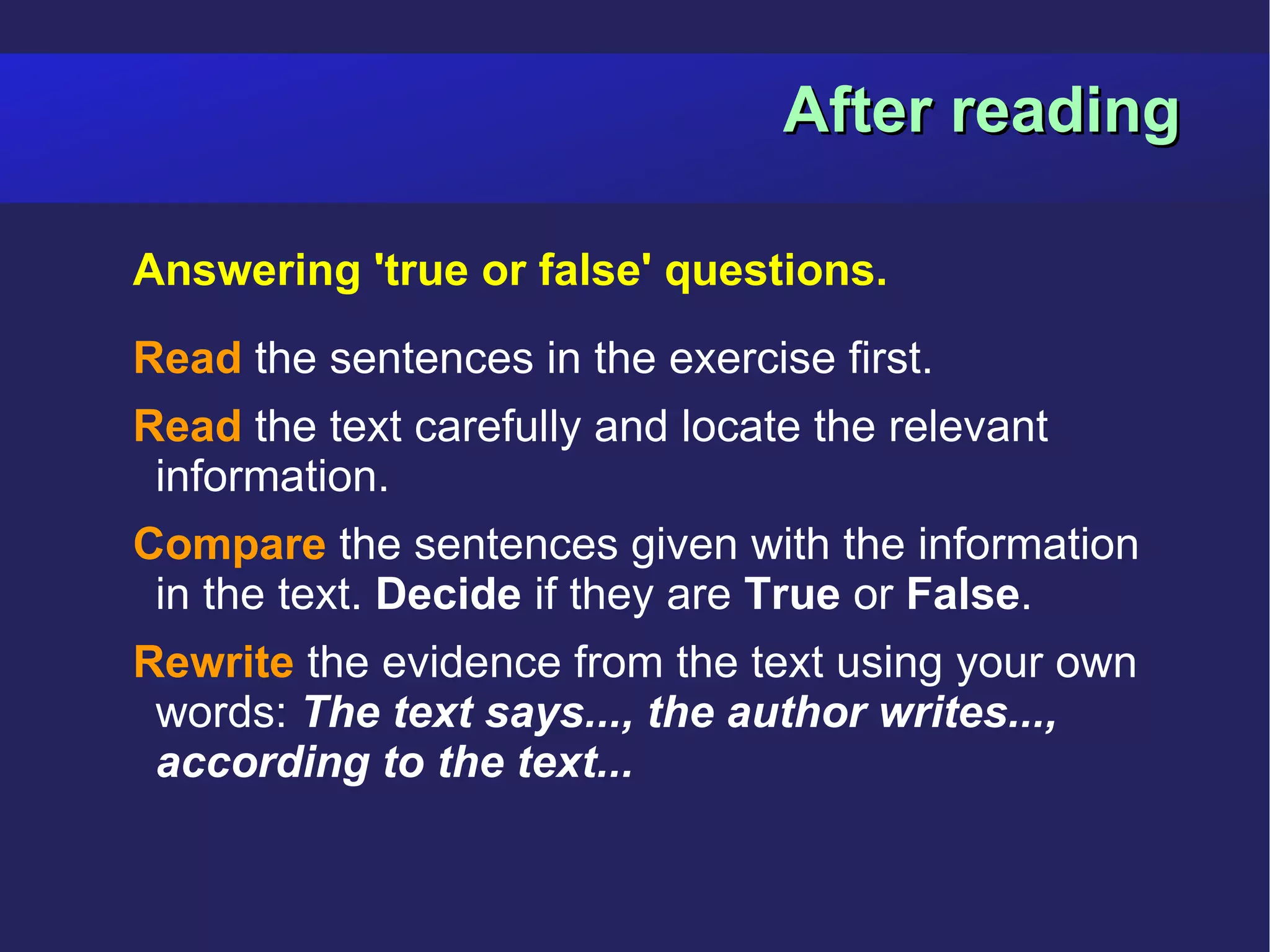 Reading comprehension tips | PPT