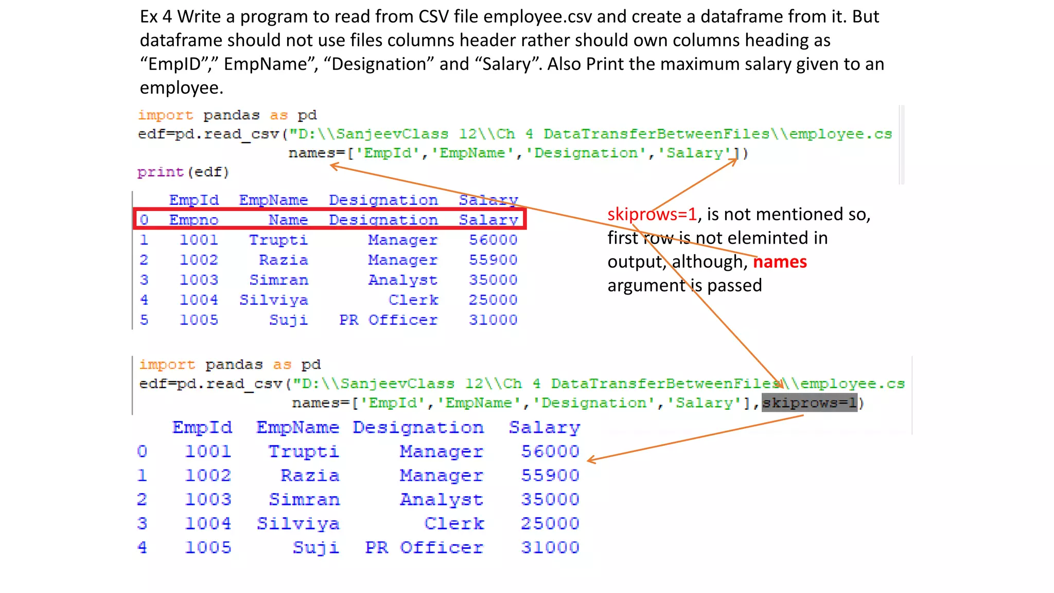 Reading_csv.pptx | Programming Languages | Computing