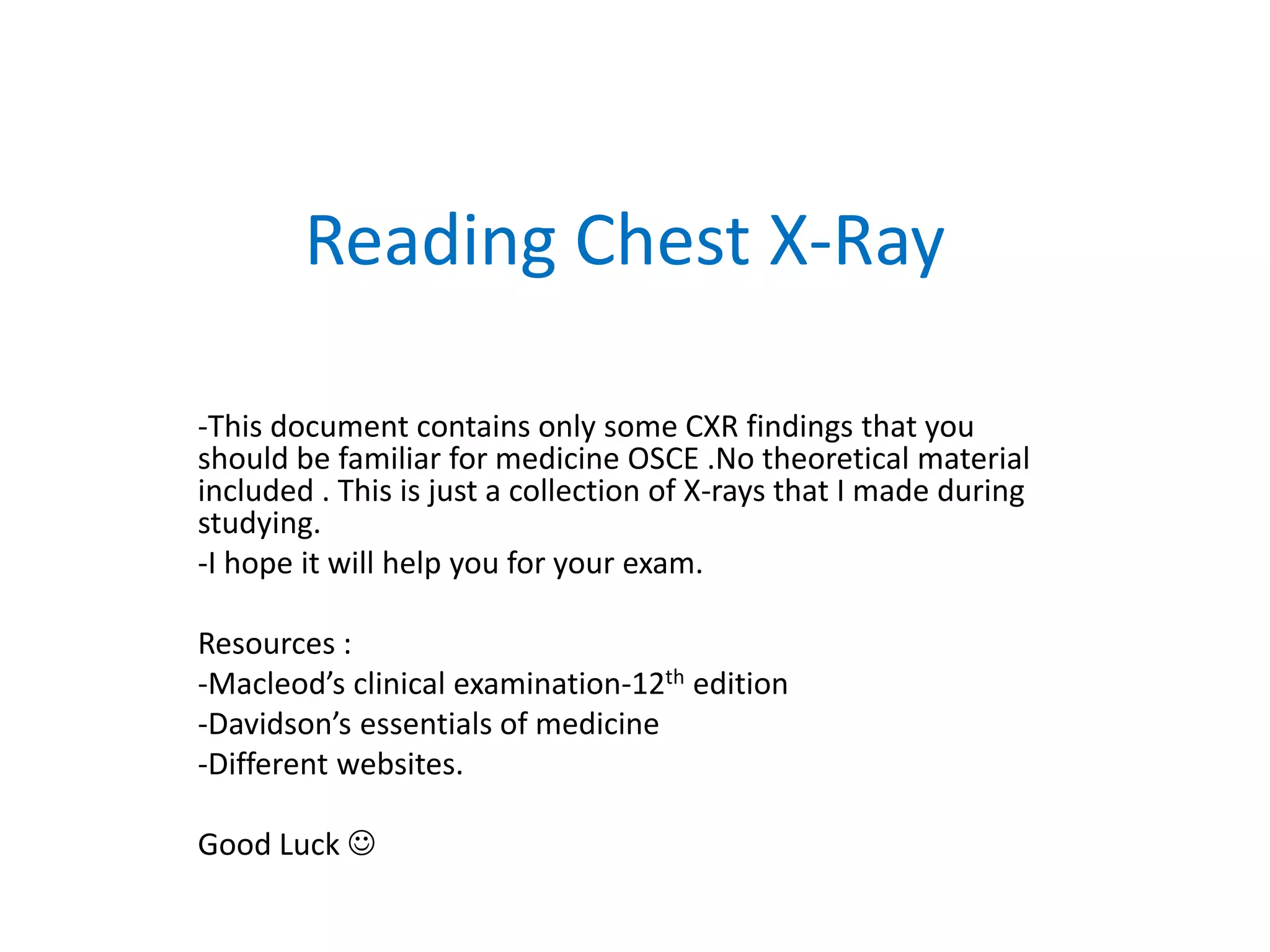 Reading chest X-ray | PDF