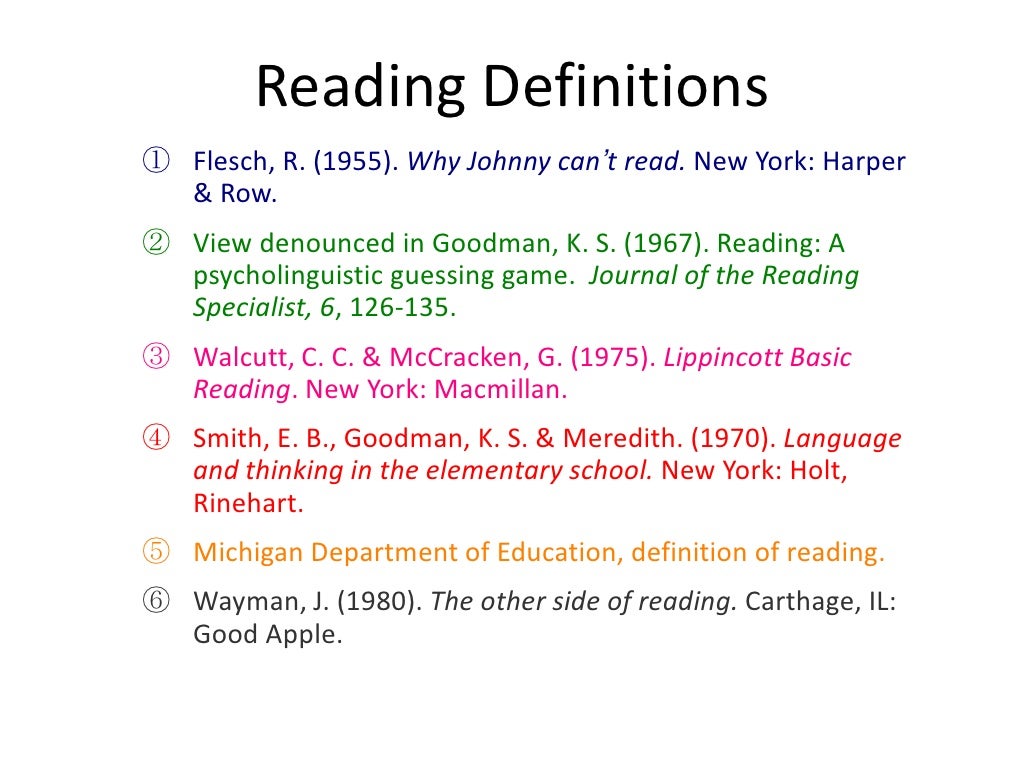 Reading definitions