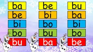 ba
be
bi
bo
bu
be
bi
bo
bu
ba
bu
ba
bi
bo
be
 