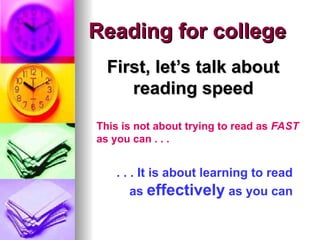 How to Read Faster and More Effectively in College | PPT