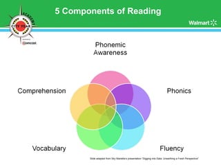 5 Components of Reading Slide adapted from Sky Marietta’s presentation “Digging into Data: Unearthing a Fresh Perspective” 