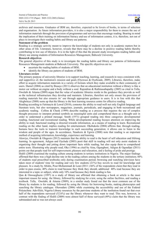 Reading habits and library use among students of information resources ...