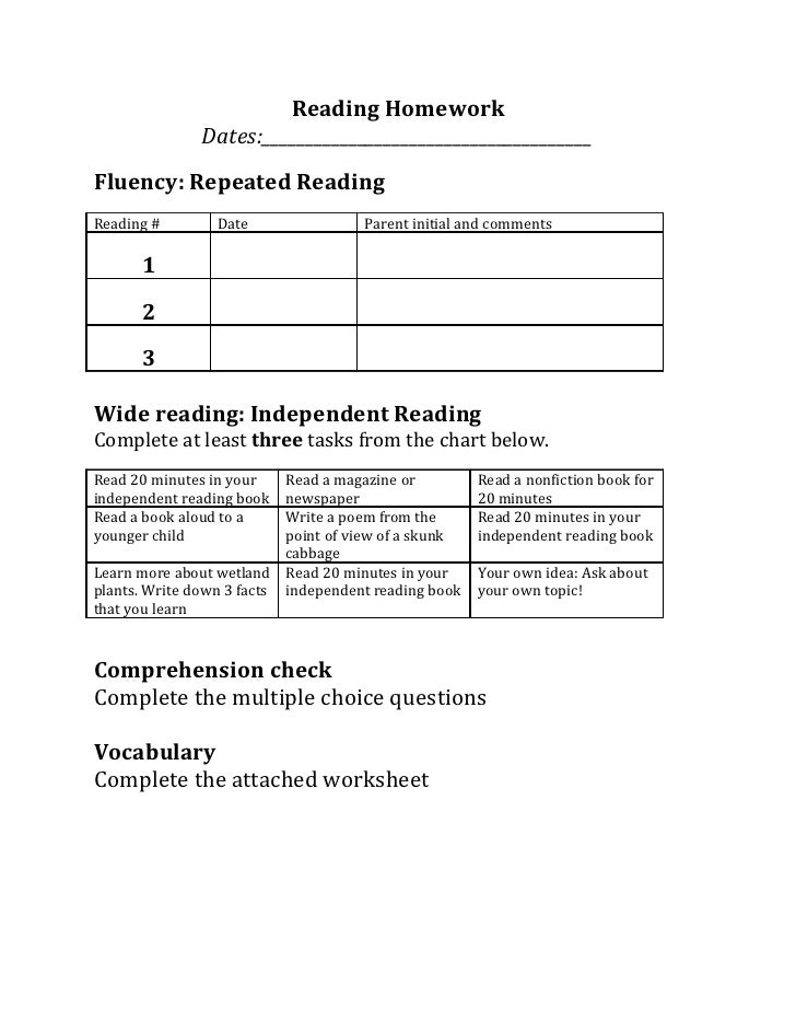 homework about reading