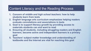 Reading in content area: Content Literacy and the Reading Process.pptx
