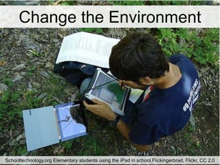 Change the Environment




Schooltechnology.org Elementary students using the iPad in school.Flickingerbrad, Flickr, CC 2.0
 