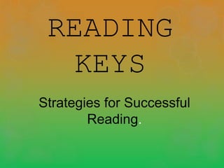READING
KEYS
Strategies for Successful
Reading.
 